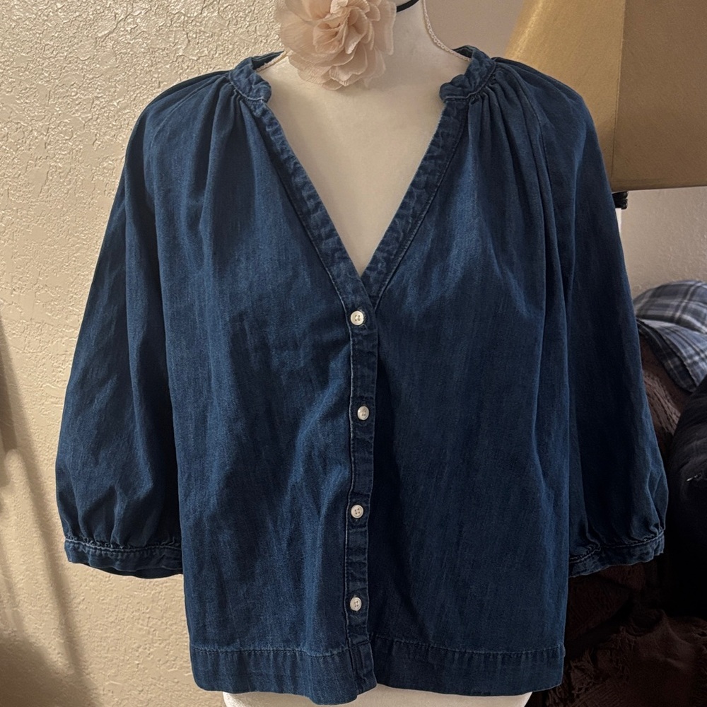 H&M Dark Blue Denim 
Button-Down Shirt